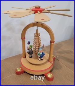 Vintage Germany Christmas Candle Windmill Carousel Erzgebirge Expertic Wood