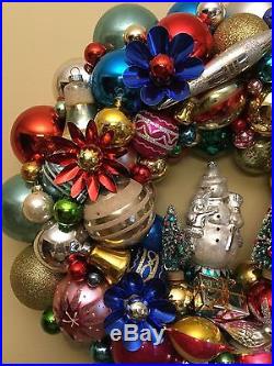 Vintage Glass Christmas Ornament Wreath Hand Crafted