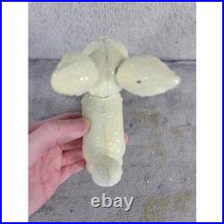 Vintage Glitter Reindeer Christmas Ornament Bell Bow Green Collar