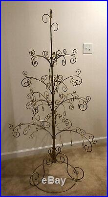 Vintage Gold Metal Scroll Christmas Ornament Display Trees 67 Inches Tall