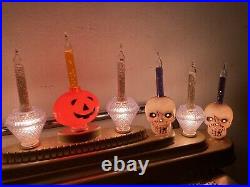 Vintage Halloween Bubble Lights Candolier Candelabra Skulls PUMPKIN RARE