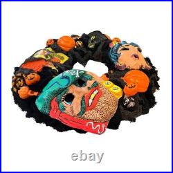 Vintage Halloween Wreath Ben Cooper Masks Rosbro Diecuts Handmade Decor