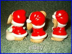 Vintage Homco Christmas Tree Santa Mice Mouse Ornaments Set Of 3 Porcelain