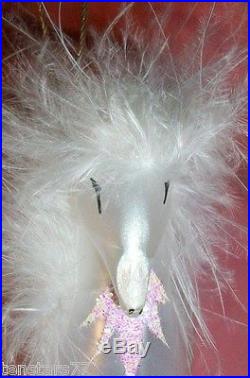 Vintage ITALY BLOWN GLASS Flying Winged HORSE PEGASUS Ornament White Feathers