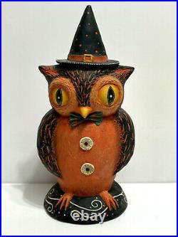 Vintage JOHANNA PARKER ORIGINAL for BETHANY LOWE Halloween OWL Candy Jar RETIRED