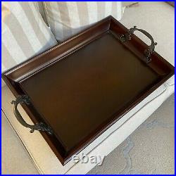 Vintage Large Bombay Company Wood Serving Bed Tray With Bronze Handles