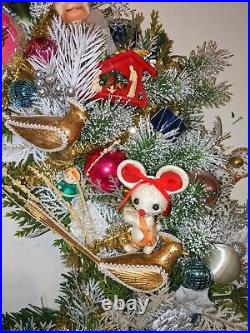 Vintage Large Retro Christmas wreath kitsch Elf Japan Shiny Brite Decor MCM