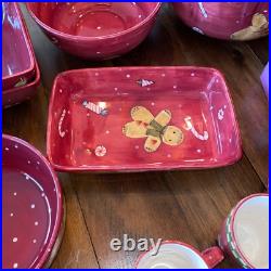 Vintage Laurie Gates Holiday Treats Gingerbread Dish Set Large Lot of Dishes