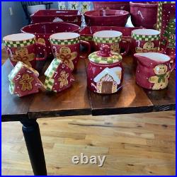 Vintage Laurie Gates Holiday Treats Gingerbread Dish Set Large Lot of Dishes