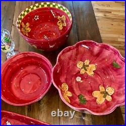 Vintage Laurie Gates Holiday Treats Gingerbread Dish Set Large Lot of Dishes