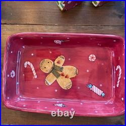 Vintage Laurie Gates Holiday Treats Gingerbread Dish Set Large Lot of Dishes