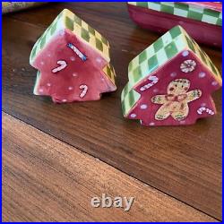 Vintage Laurie Gates Holiday Treats Gingerbread Dish Set Large Lot of Dishes
