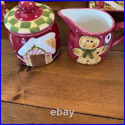 Vintage Laurie Gates Holiday Treats Gingerbread Dish Set Large Lot of Dishes