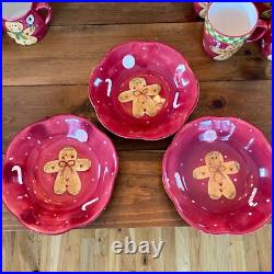Vintage Laurie Gates Holiday Treats Gingerbread Dish Set Large Lot of Dishes