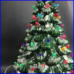 Vintage Lighted Ceramic Christmas Tree 21 Tall Green Star Topper Holland Mold