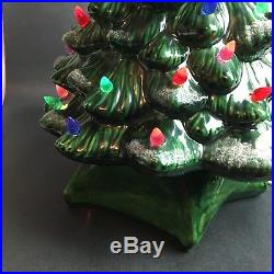 Vintage Lighted Ceramic Christmas Tree 21 Tall Green Star Topper Holland Mold
