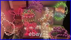 Vintage Lot of 9 Lighted Easter Window Silhouette Decorations Bunny’s, Eggs, ++