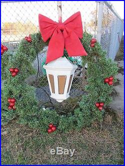 Vintage Mid Century Industrial/Commercial Christmas Wreath with Lantern