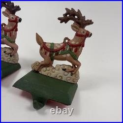 Vintage Midwest Cannon Falls SANTA’S REINDEER Cast Iron Stocking Holder-Set of 2