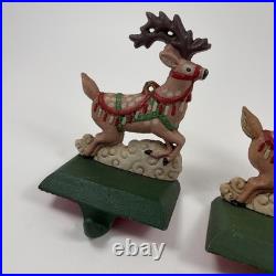 Vintage Midwest Cannon Falls SANTA'S REINDEER Cast Iron Stocking Holder-Set of 2