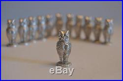 Vintage Napier Company Silver/Metal Owl Place Card Holders, Set of 12