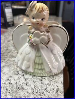 Vintage Nidco 1957 Valentine's Day Girl Planter Holding Heart Vase, HTF, Good