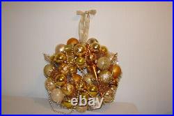 Vintage Ornament Christmas Wreath Holiday Kitsch Gold 15.5
