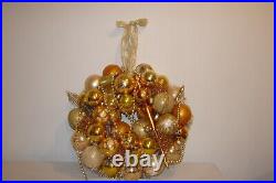 Vintage Ornament Christmas Wreath Holiday Kitsch Gold 15.5