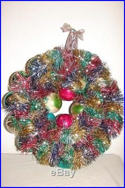 Vintage Ornament Handmade Christmas Wreath Holiday Kitsch Shiny Brite