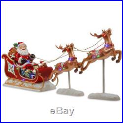 Vintage Outdoor Santas Sleigh & Reindeer Large Commercial Light Up Xmas Decor