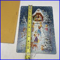 Vintage Paper Christmas Glitter Advent Calendar Kruger Western Germany Nativity