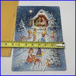 Vintage Paper Christmas Glitter Advent Calendar Kruger Western Germany Nativity