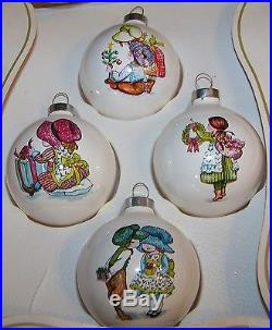 Vintage Rauch Christmas Ornaments Set of 4 Holly Hobbie