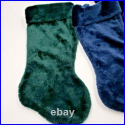 Vintage Rauch Industries Plush Velvet Christmas Stocking Purple Blue Green 3 PC