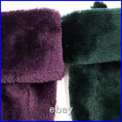 Vintage Rauch Industries Plush Velvet Christmas Stocking Purple Blue Green 3 PC