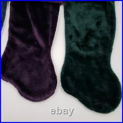 Vintage Rauch Industries Plush Velvet Christmas Stocking Purple Blue Green 3 PC
