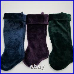 Vintage Rauch Industries Plush Velvet Christmas Stocking Purple Blue Green 3 PC