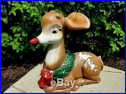 Vintage Reindeer Rudolph Lighted Poloron Reindeer Blow Mold Christmas 1960