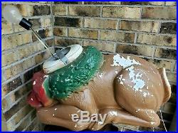 Vintage Reindeer Rudolph Lighted Poloron Reindeer Blow Mold Christmas 1960