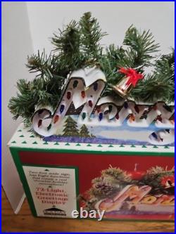 Vintage Retro 70s Electric Light Up Merry Christmas Holiday Sign MIB