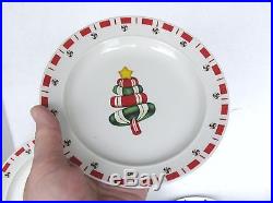 Vintage SNOWMAN & CANDY CANE Stoneware Dinnerware Set, 23 Pcs, Christmas, Holiday