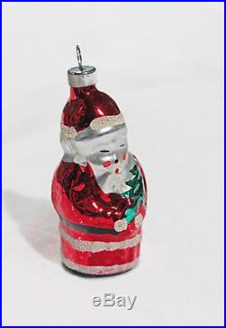 Vintage Santa Claus Christmas Tree Ornament Metallic Glass Holiday Decor