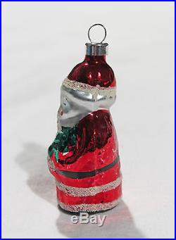 Vintage Santa Claus Christmas Tree Ornament Metallic Glass Holiday Decor