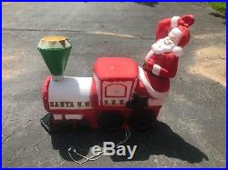 Vintage Santa Railroad Train Engine Blow Mold Holiday Christmas Yard Decor