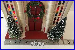 Vintage Santas Best 31 MUSICAL CHURCH Fiber Optic Wood Christmas Holiday RARE