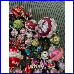 Vintage Sequin & Beaded Push Pin Handmade Christmas Ornaments Set Of +90