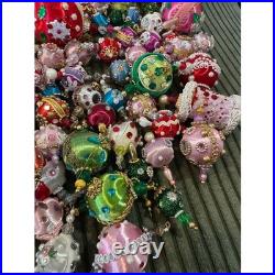 Vintage Sequin & Beaded Push Pin Handmade Christmas Ornaments Set Of +90