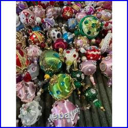 Vintage Sequin & Beaded Push Pin Handmade Christmas Ornaments Set Of +90