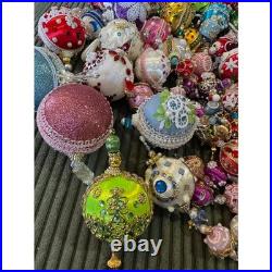 Vintage Sequin & Beaded Push Pin Handmade Christmas Ornaments Set Of +90