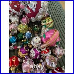 Vintage Sequin & Beaded Push Pin Handmade Christmas Ornaments Set Of +90